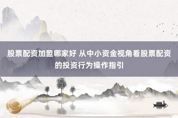 股票配资加盟哪家好 从中小资金视角看股票配资的投资行为操作指引