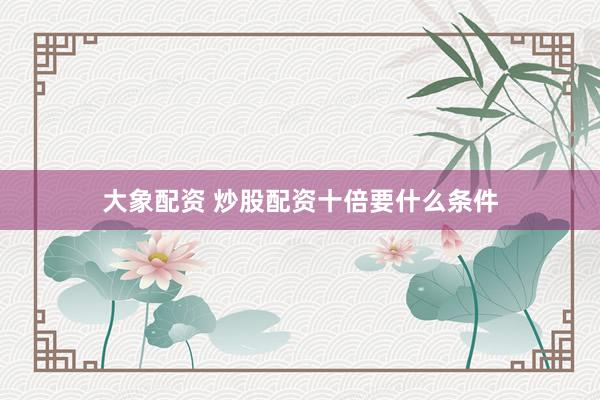大象配资 炒股配资十倍要什么条件